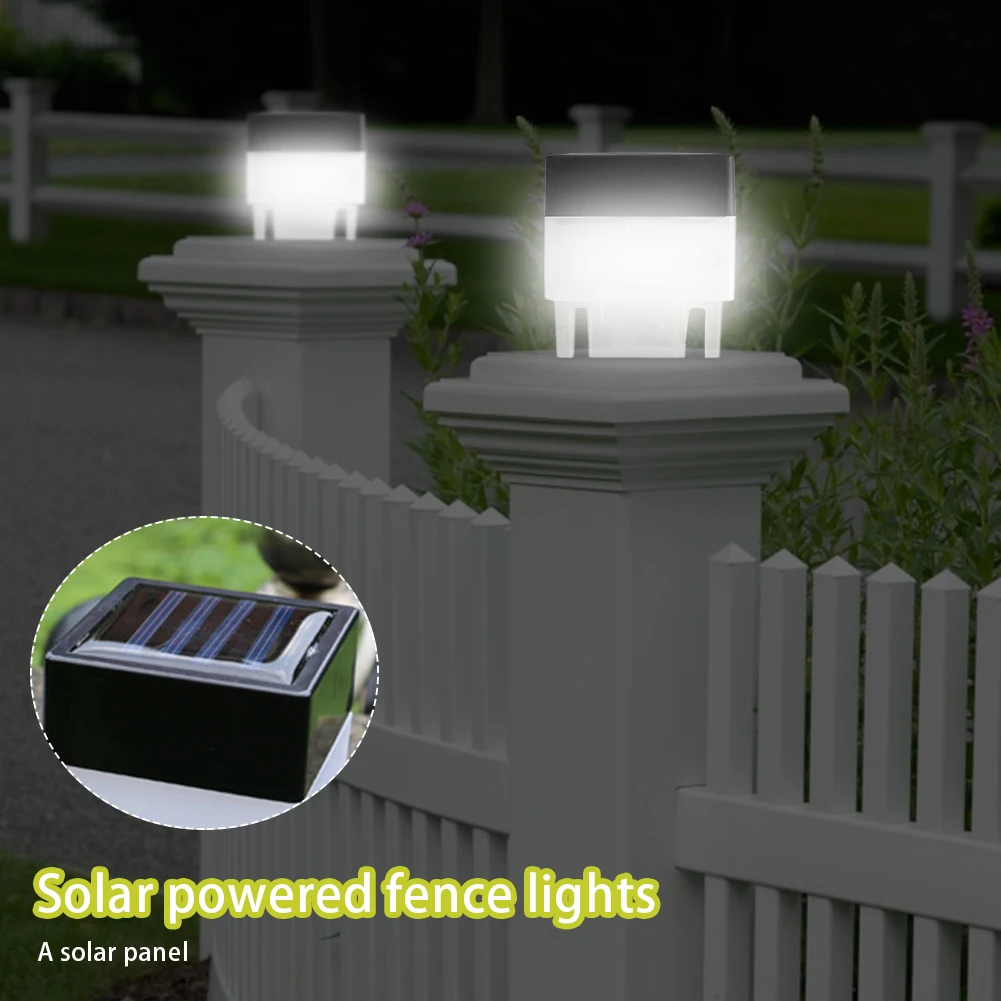 Solar Post Light Outdoor Pillar Light Auto On/Off Square Column Fixture Fence Pillar Lamp for Landscape Lighting
