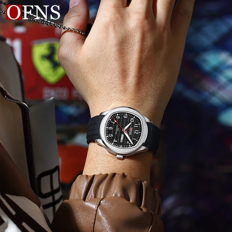 OFNS Hot sale Fashion Men\'s Watch 50M Waterproof Luxury Luminous Date Week Multifunction Business Male Quartz Wristwatch Relogio