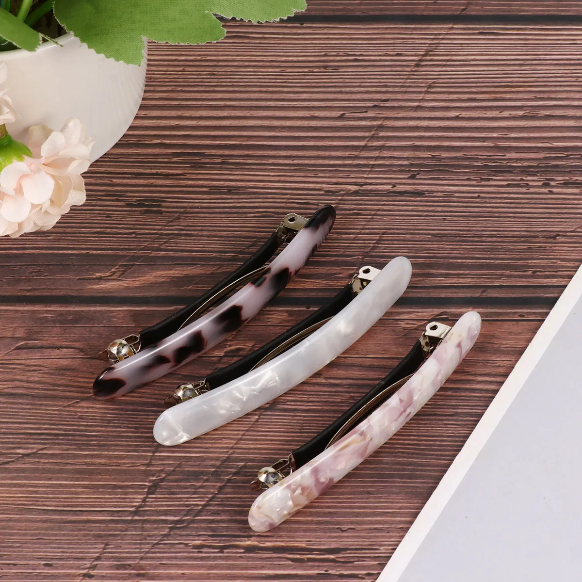 

3Pcs Acetate Hairpins Women Hair Clips Non-Slip Elegant Fashion Hair Accessories for Party Wedding Ball Styling Ponytail Holder