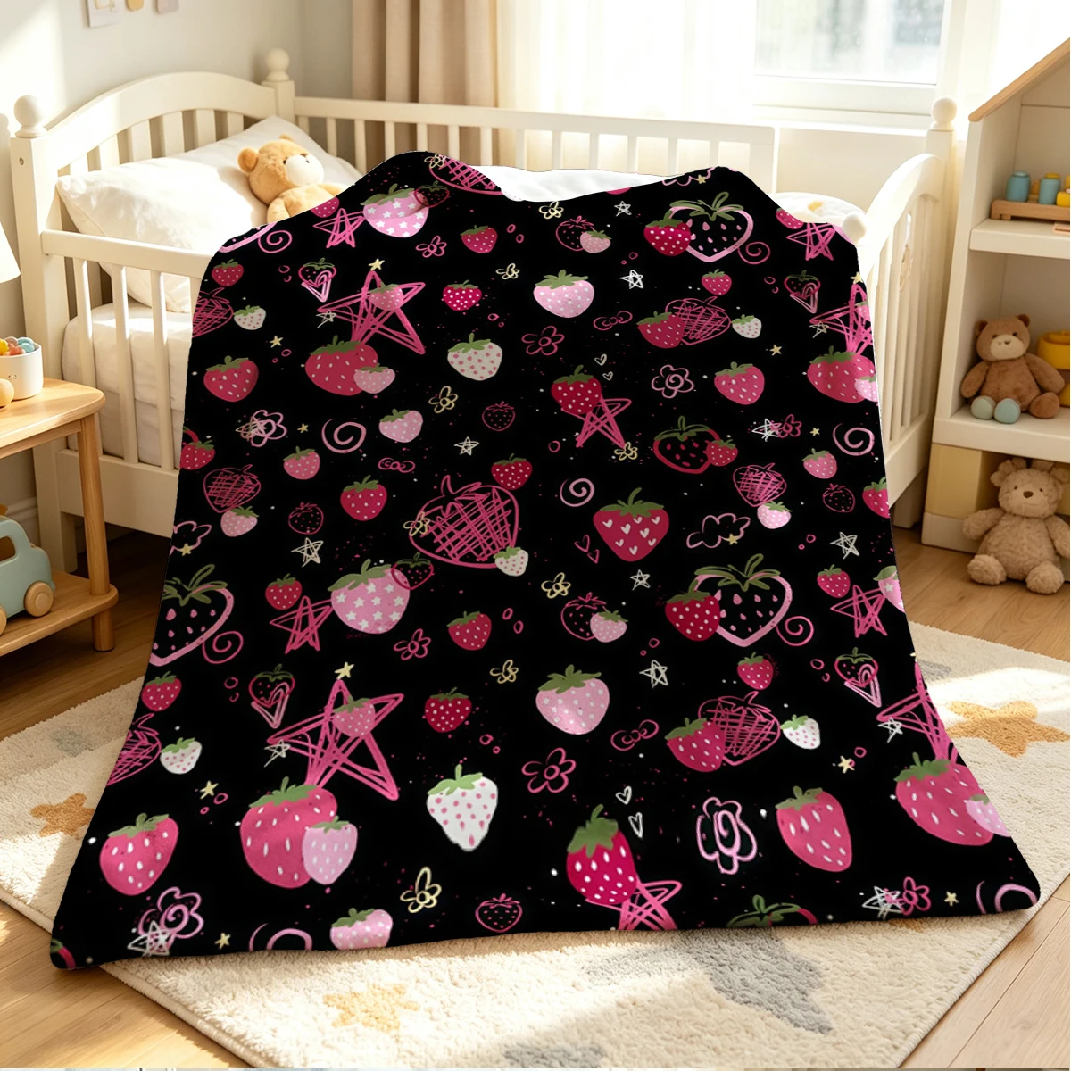 Berry Dream Flannel Blanket Warm Soft Halloween Christmas Couch Warm Cozy Decorative Decor Gift for All Season