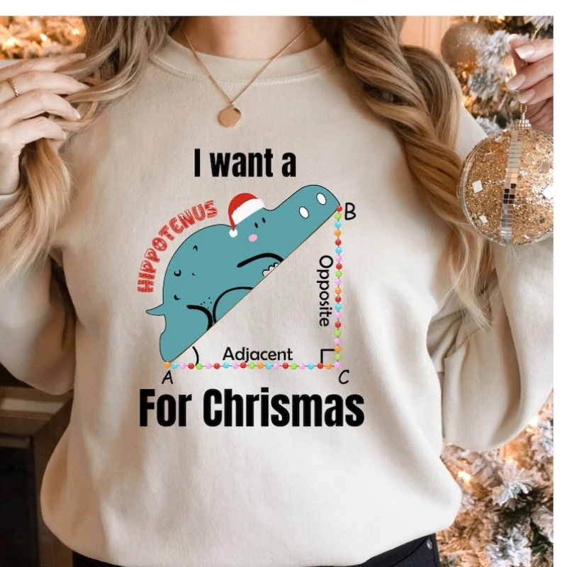 

Women's I Want A Hippopotamus for Christmas Sweatshirt Funny Christmas Family Holiday Gift Winter Matching Sweatshirts Pullover