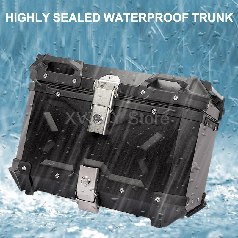 Caixa superior traseira da motocicleta lateral 36l 45l 50l 55l 65l 80l mala de bagagem tronco armazenamento liga alumínio para viagens tamanho grande universal