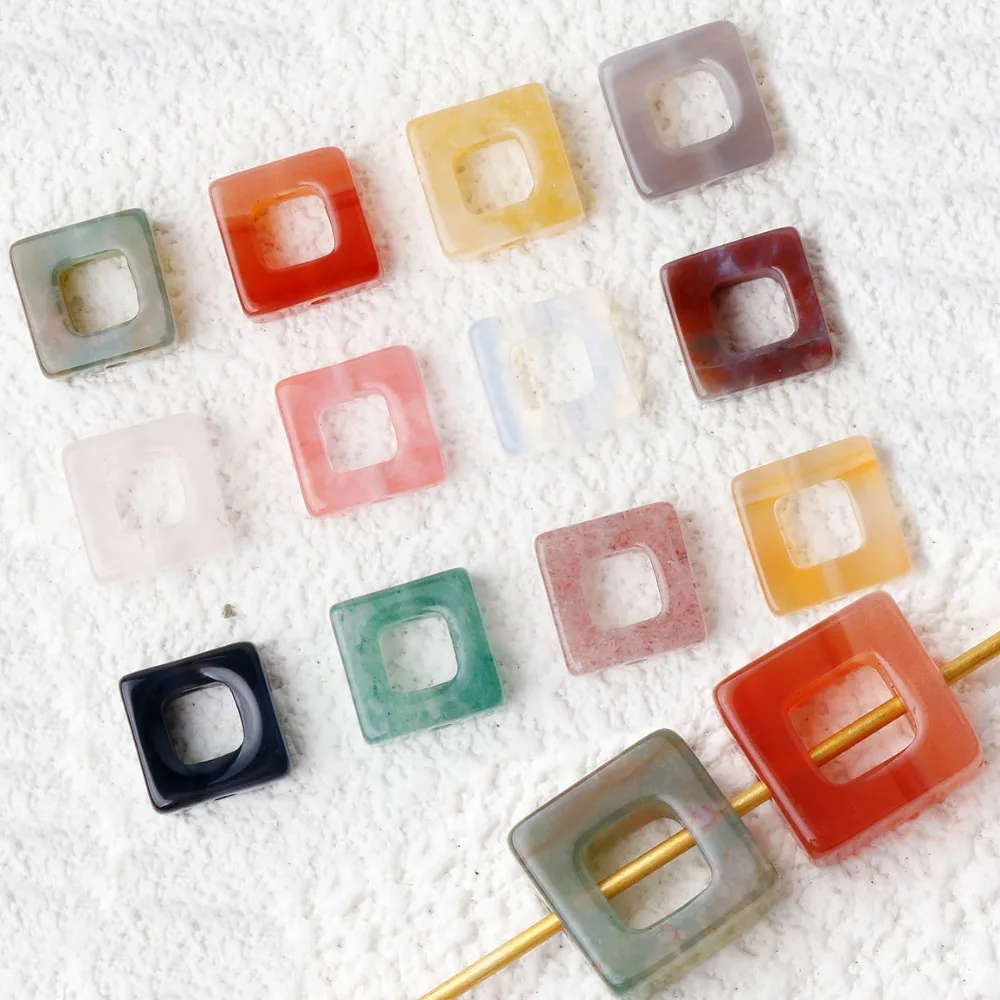 

5/10/20pc 10mm Vertical Hole Square Stone Loose Spacer Bead Jewelry Making Handmade Bracelet Healing Crystal Quartz Slide Charms