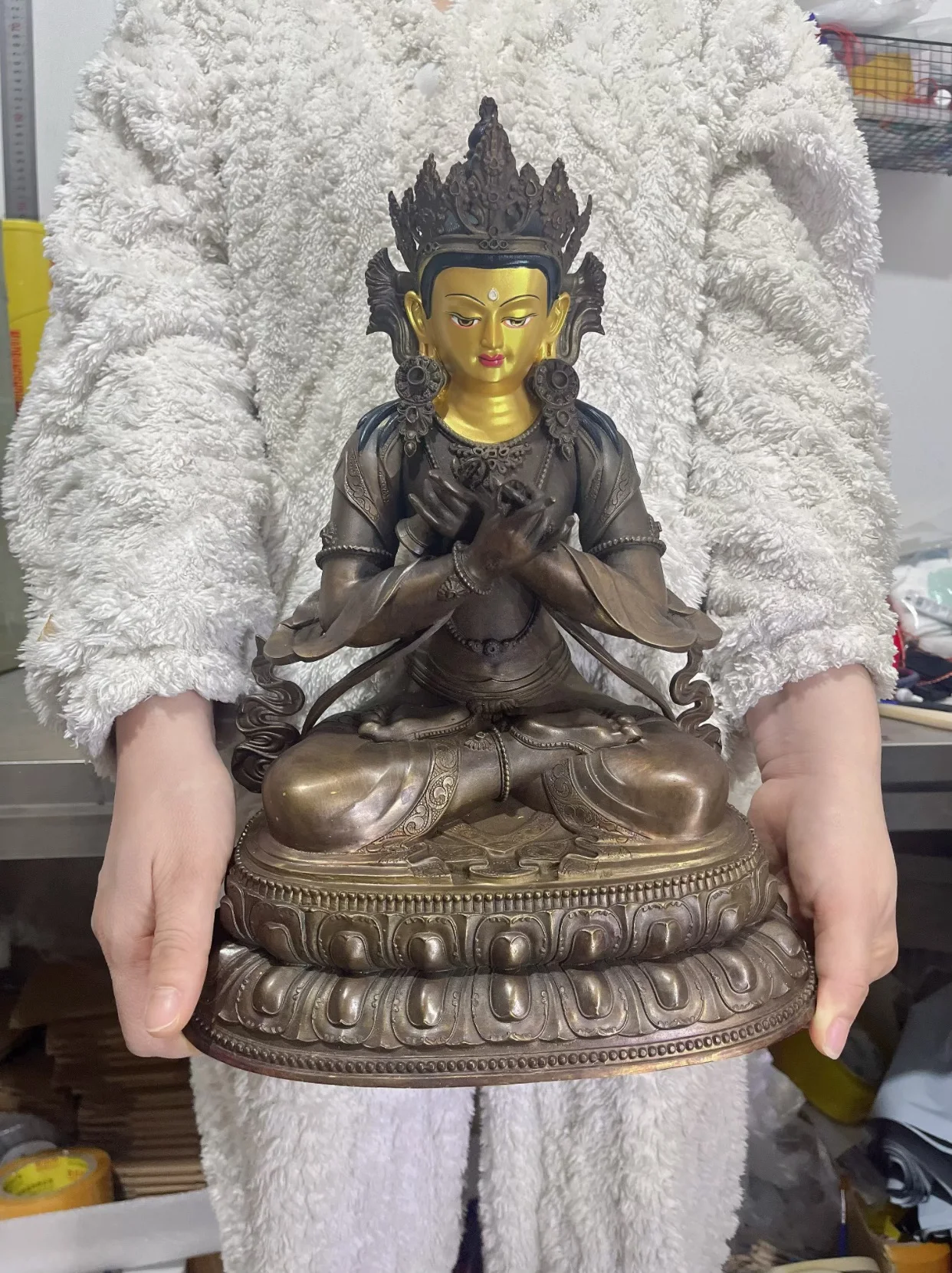 Rare Bronze Sculpture The Initial Buddha Doctrine Dharma Body Tibetan Buddhism Vajradhara Dorje Chang Vajrasattva god image