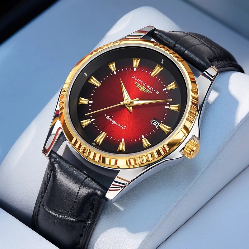 WLISTH Brand Best Selling Man Watch Waterproof Luminous Men Watch Fashion Quartz Wristwatch Stainless Steel Leather Strap Watch
