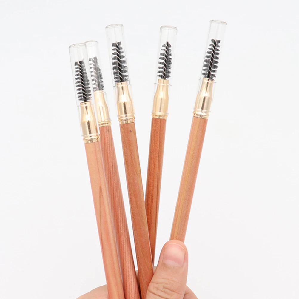 2 قطعة أقلام الحواجب مع فرشاة 2 في 1 قلم الحواجب شكل طبيعي تحديد ارتداء طويل مقاومة للماء قلم حواجب ناعم مع فرشاة #3