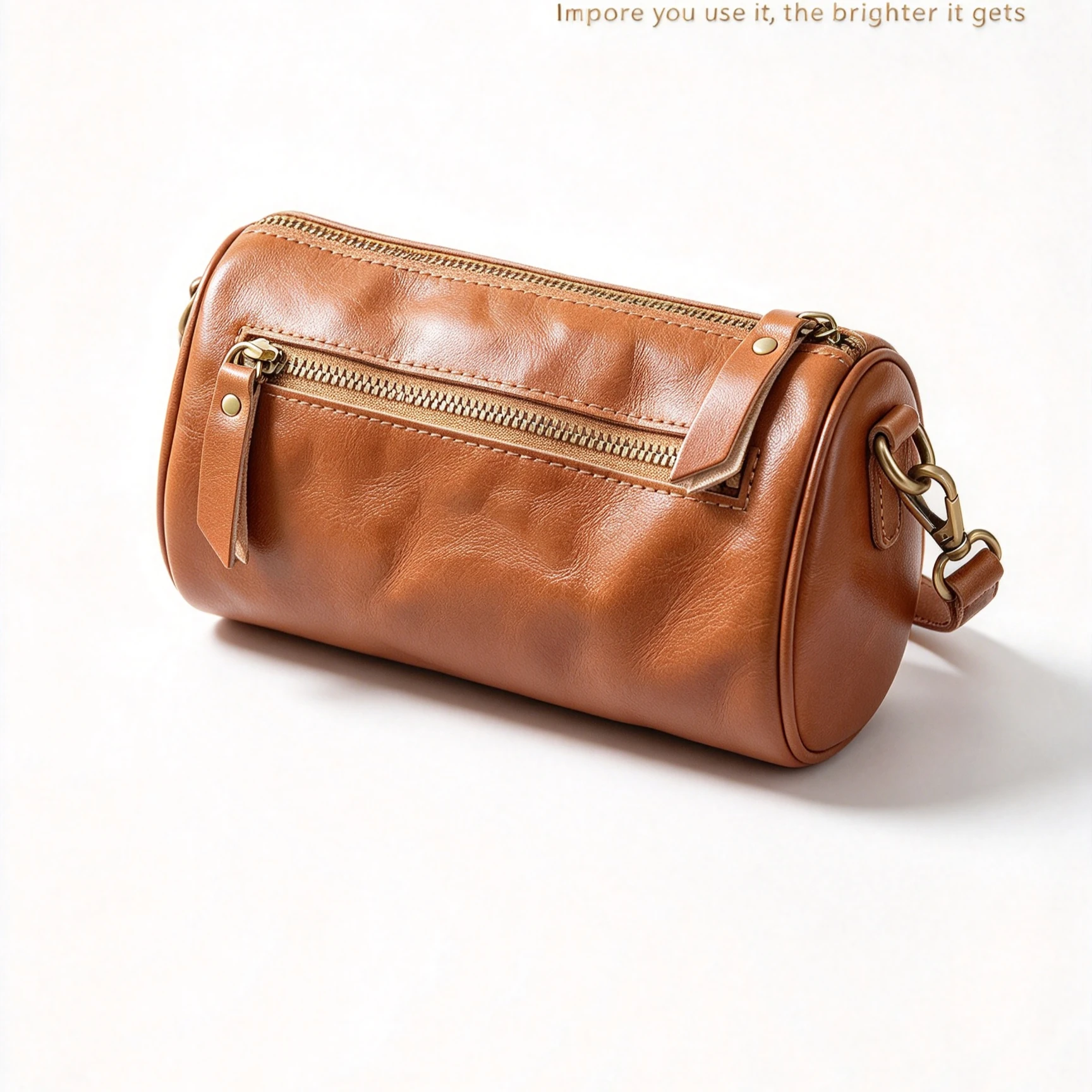 Leather Crossbody Bags for Women,Vintage Crossbody Purse,Medium Shoulder Handbag with Decthable Straps, Cylinde Barrel Bag Purse