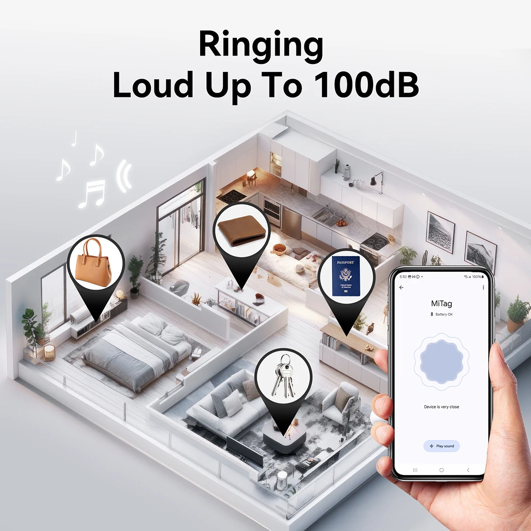 محفظة بطاقة جهاز Mili المضادة للخسارة، جواز السفر، مفتاح الهاتف، تتبع الموقع GPS Smart MiTag Bluetooth Finder لنظام Android Google Find