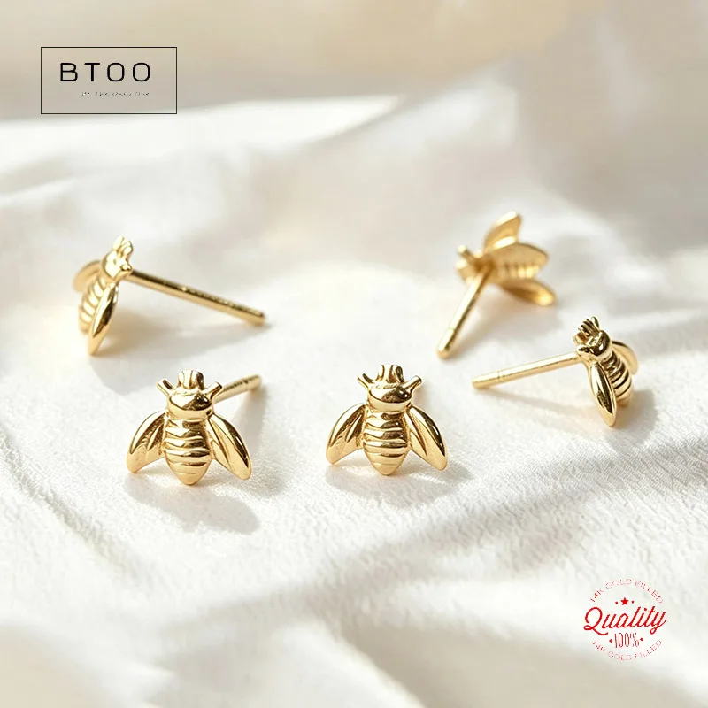 14K Gold Filled Bee Stud Earrings Gold Jewelry Gold Filled Stud Earrings Brincos Pendientes Oorbellen Boho Women Earrings