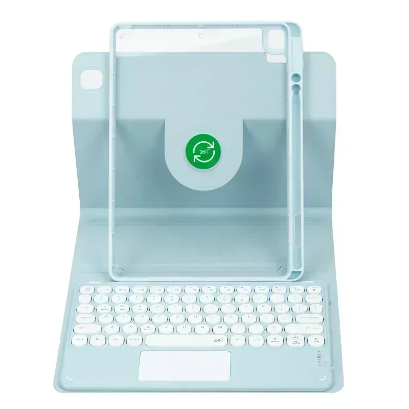 360° Rotation Acrylic Keyboard Case with Pencil Slot for iPad A16 11th 10th 9th 8th 7th Generation Pro 10.5 Air 11 Air 5 4 3