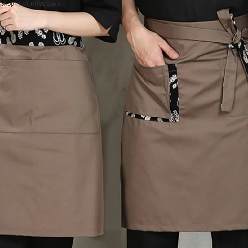Kitchen Restaurant Work Uniform Unisex Japanese Style Chef Half Apron Ramen Sushi Shop Hotel Bakery Waiter Cosplay Costume
