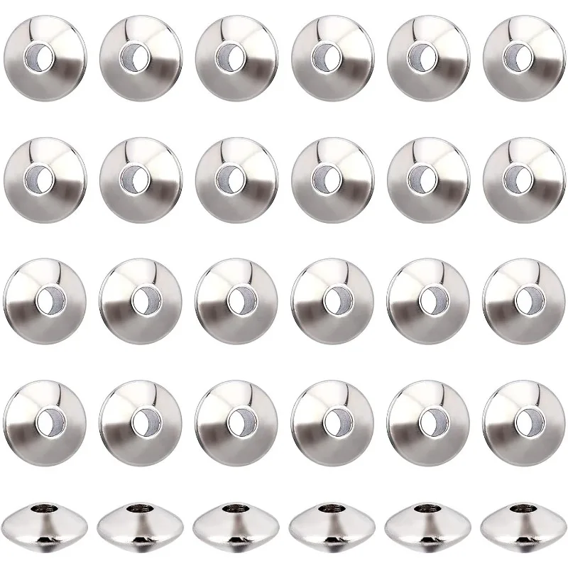 

100 Pcs 6mm Metal Spacer Beads 304 Stainless Steel Flat Round Metal Loose Beads Smooth Crafting Beads Supplies for Bracelets