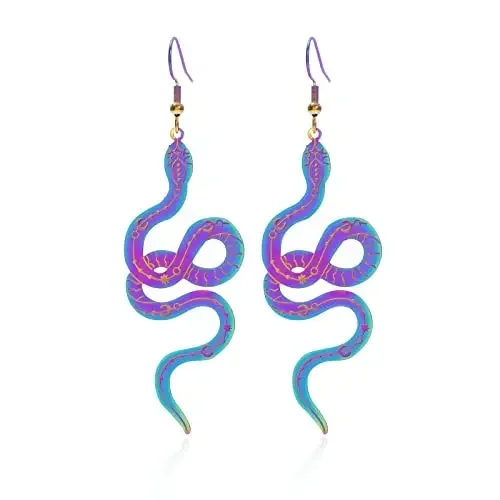 أقراط متدلية طويلة على شكل حيوانات للنساء ، متدرجة ، هندسية ، ملونة ، ثعبان ، شخصية ، هدية مجوهرات ، موضة ، جديدة
