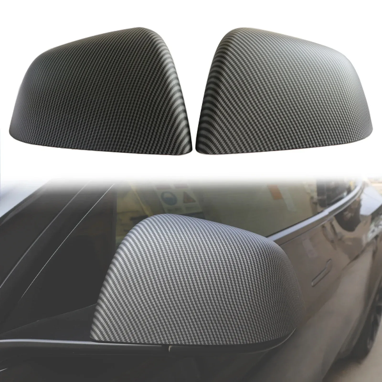 

Rear Mirror Stickers for Tesla Model Y Carbon Fiber ABS Rearview Mirror Side Cover Decor Car Modification for Model Y 2019-2024