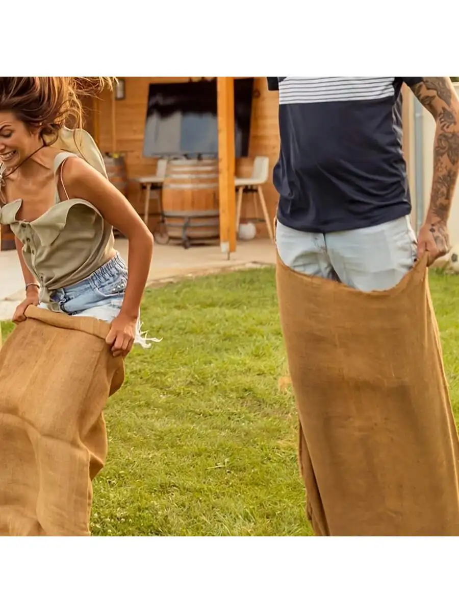 3/6pcs Planting Burlap Bags, 19.7x35.4in Fun Jute Bags, Suitable for Outdoor Lawn Games, Gardening, DIY Burlap Bags, Competition gallery 2