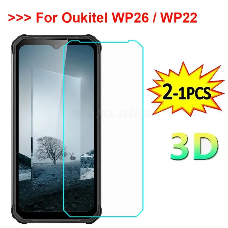 2-1PCS 9H Tempered Glass For Oukitel WP26 Screen Protector Phone Film For Cristal Templado Oukitel WP22 6.58