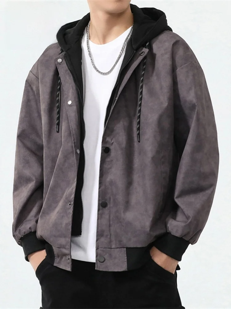 

Мужская куртка с капюшоном Spirit из двух предметов, весна-осень-зима, модный свободный крой из полиэстера, длинная застежка-молния