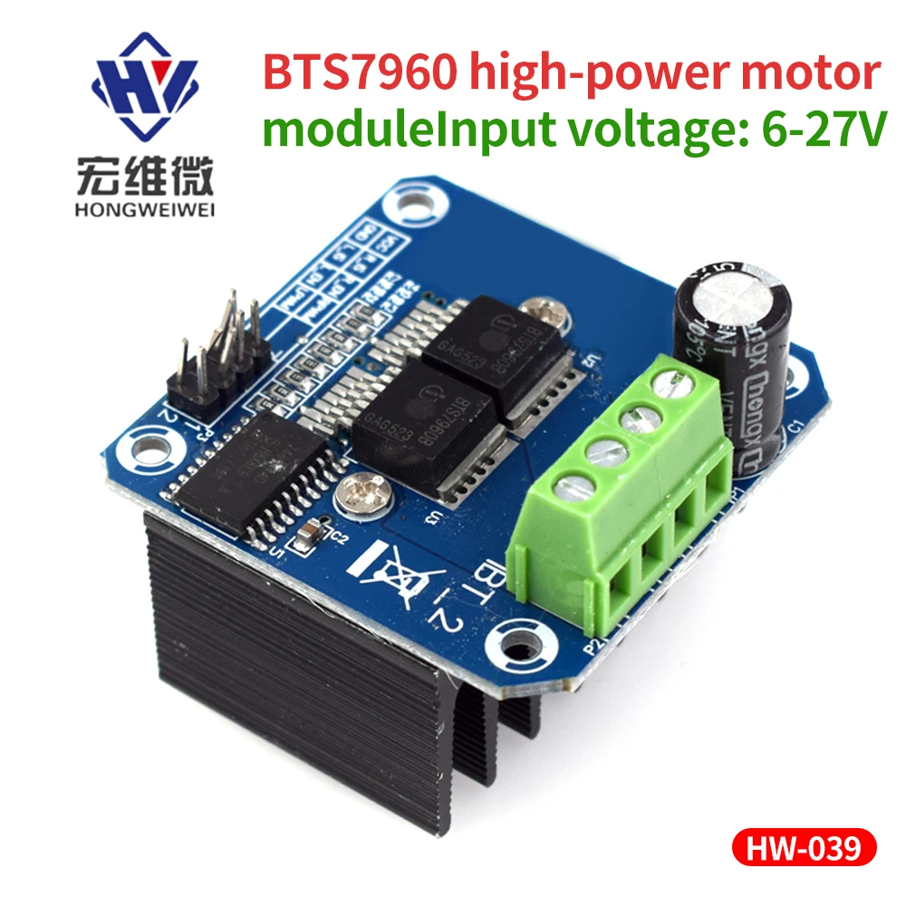 Double BTS7960 43A High-Power IBT2 Motor Drivers System Electronics Board Module DIY Smart Car Semiconductor Cooler for Arduino