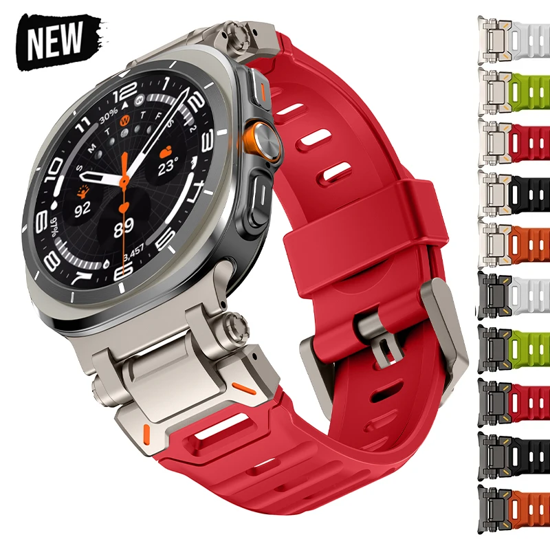 Sport Fluororubber Strap for Samsung Galaxy Watch Ultra 2 47mm Rubber Band for Galaxy Watch 7 Ultra 47mm Bracelet Correa