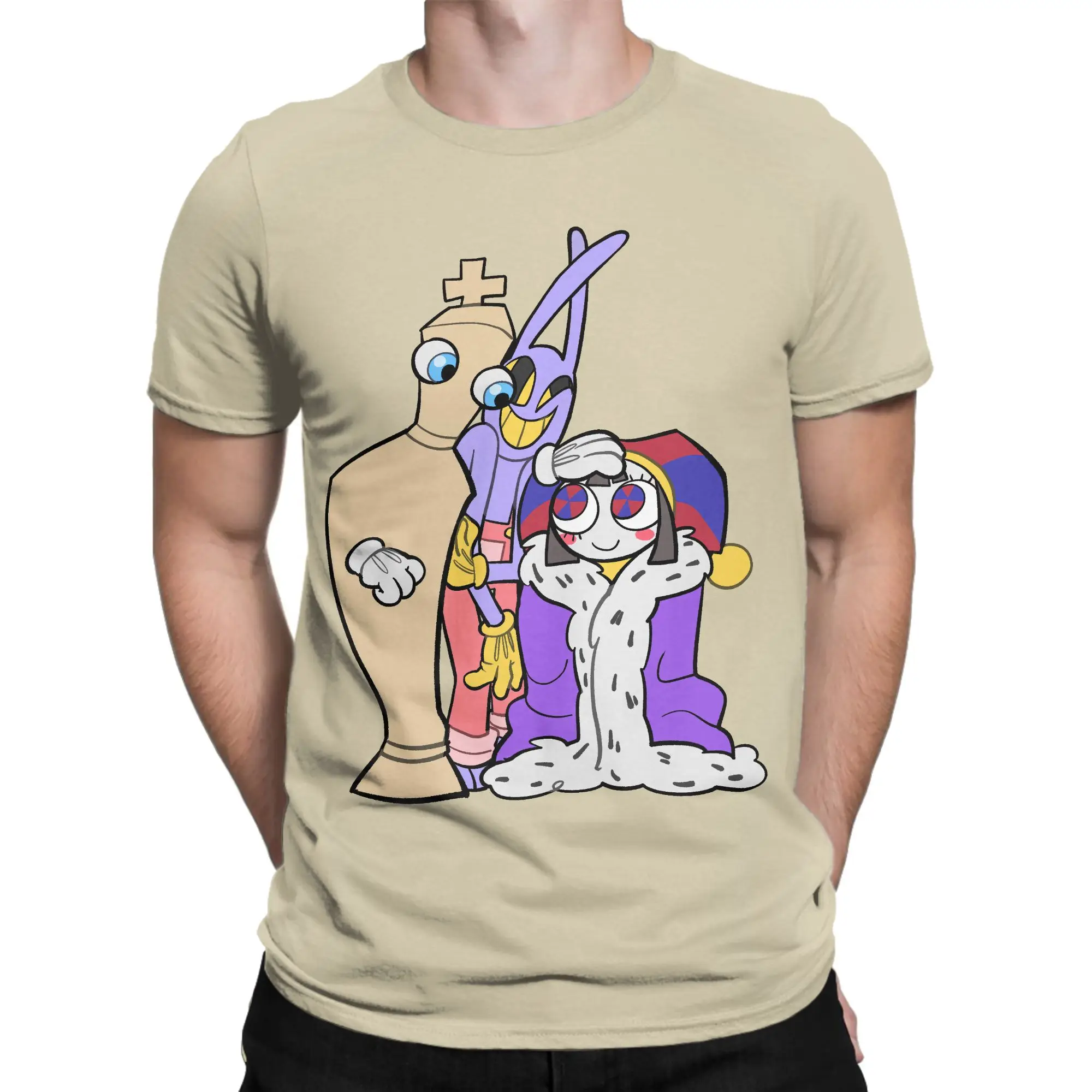 Creative Cartoon Digitals Circus T-Shirt for Men Crewneck Pure Cotton T Shirt Short Sleeve Tee Shirt 4XL 5XL Tops