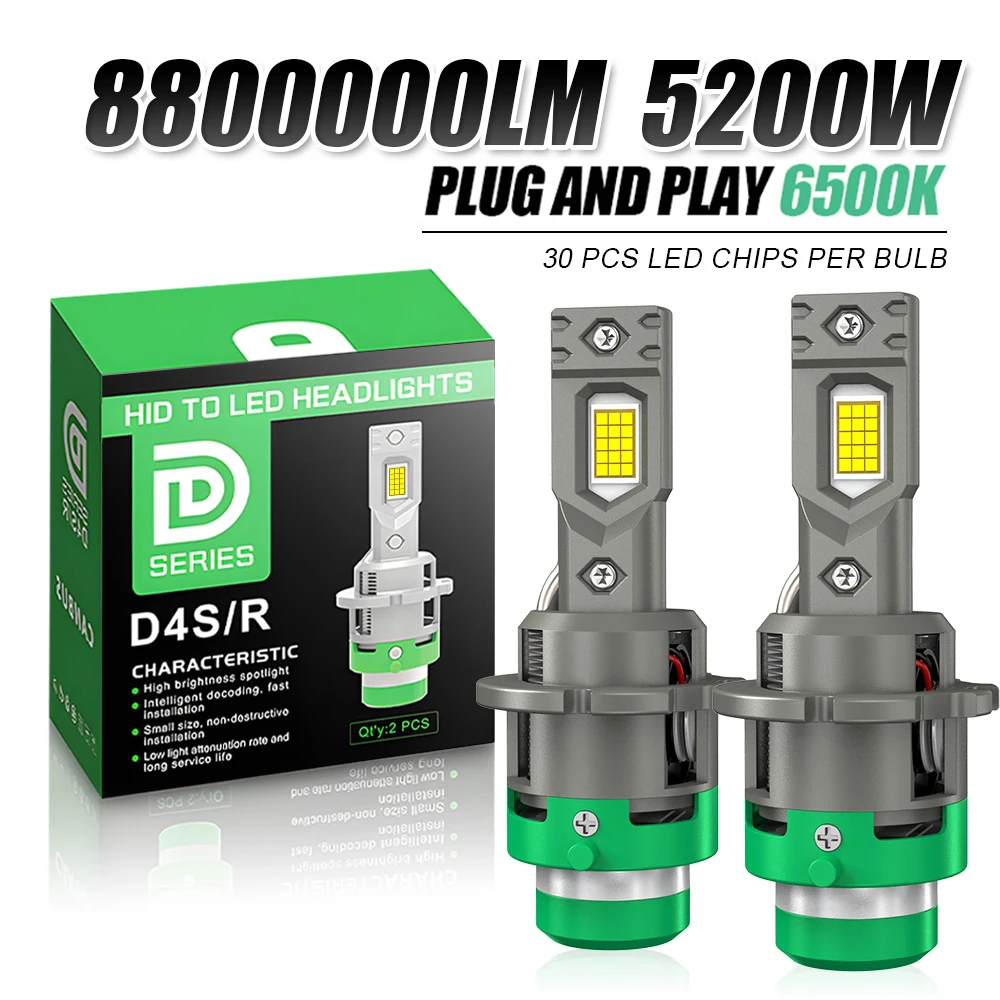 

D2S D4S Led Car Headlights Bulb D2R D4R LED Car Light High power 5200W 1:1 Plug and Play 9980 CSP Chip Turbo Lamp 6000K White