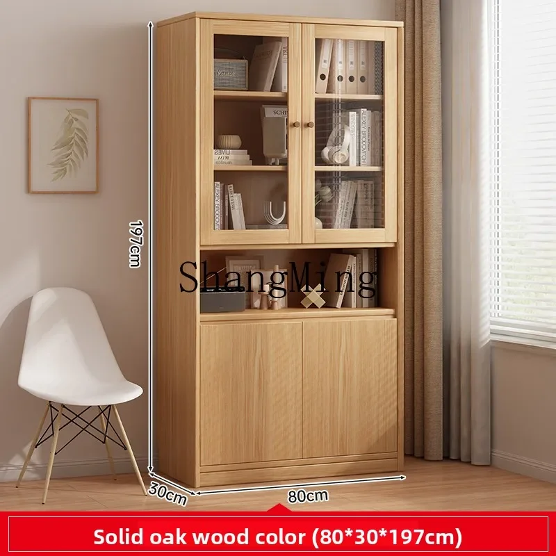 ZYY Woninginrichting Massief houten boekenkast Archiefkast Stofgeïntegreerde wandplank Multifunctionele locker