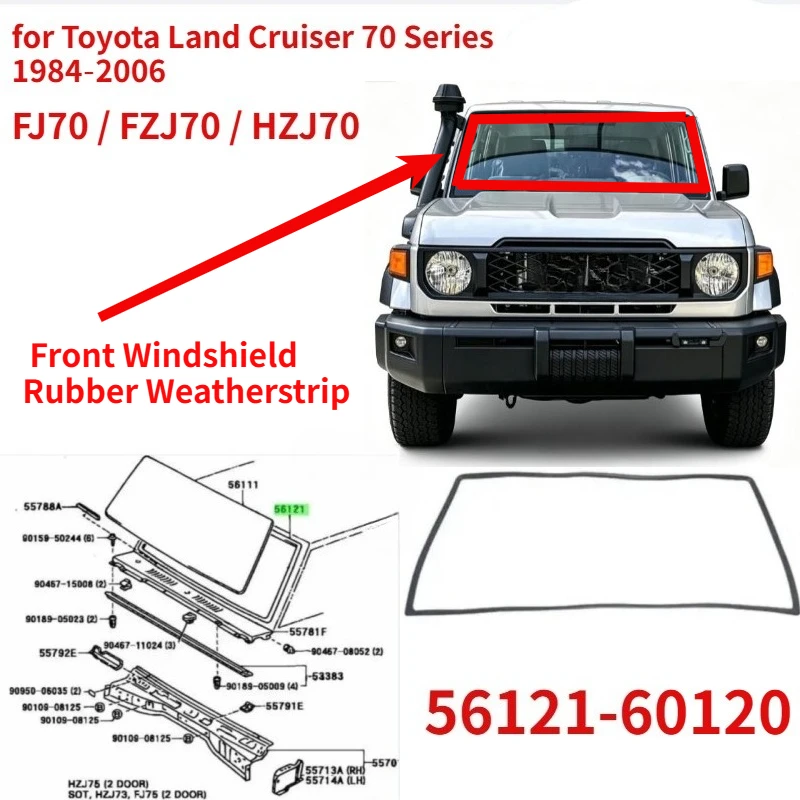 56121-60140 Front Windshield Rubber Weatherstrip Shell FOR Toyota Land Cruiser FZJ70 FJ HDJ Shell