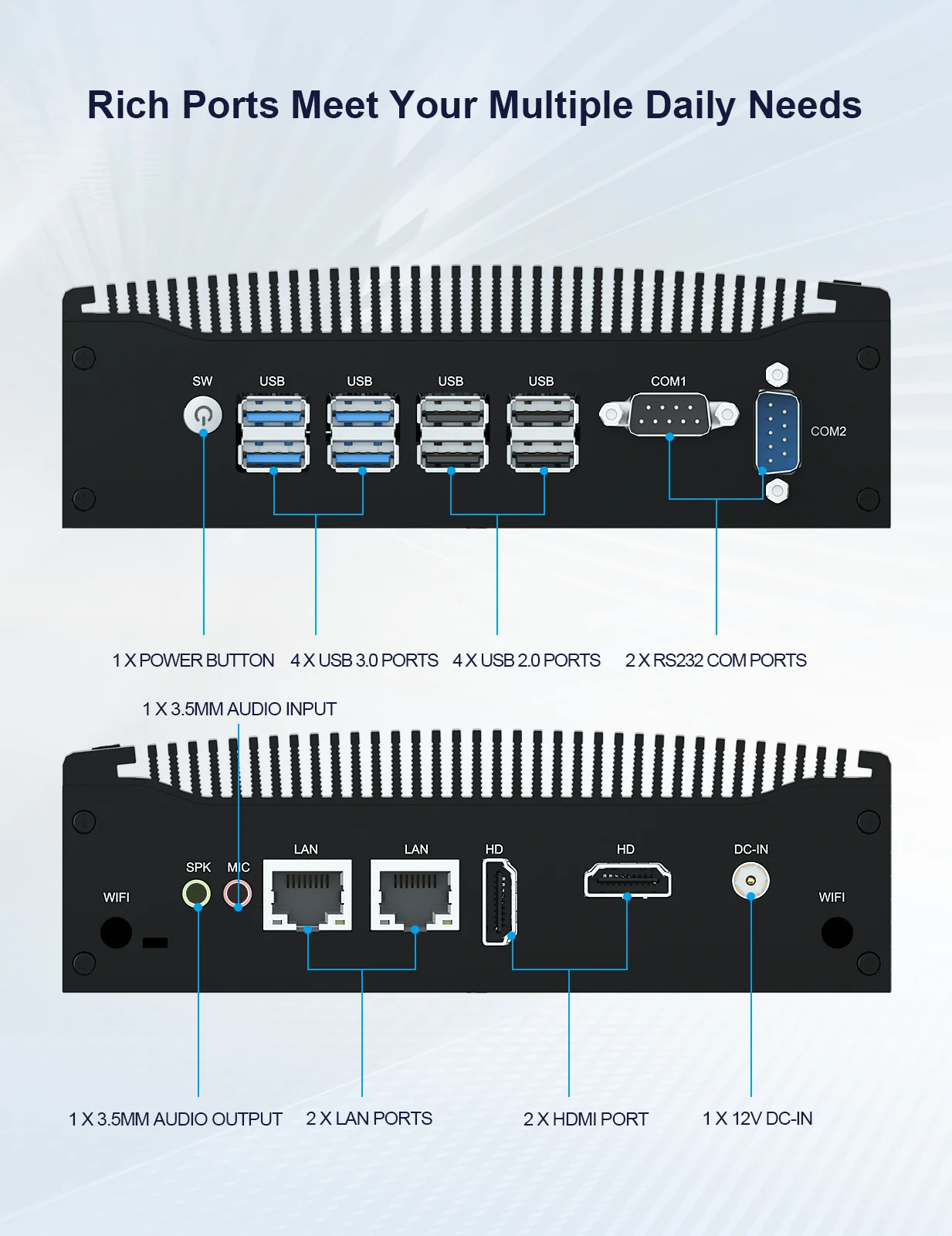 هيستو وعرة كمبيوتر مصغر 8th الجنرال إنتل كور i5 i7 DDR4 8G 4K 2 * HDMI RJ45 Lan RS232 راوتر PfSense بدون مروحة الكمبيوتر الصناعي ITX