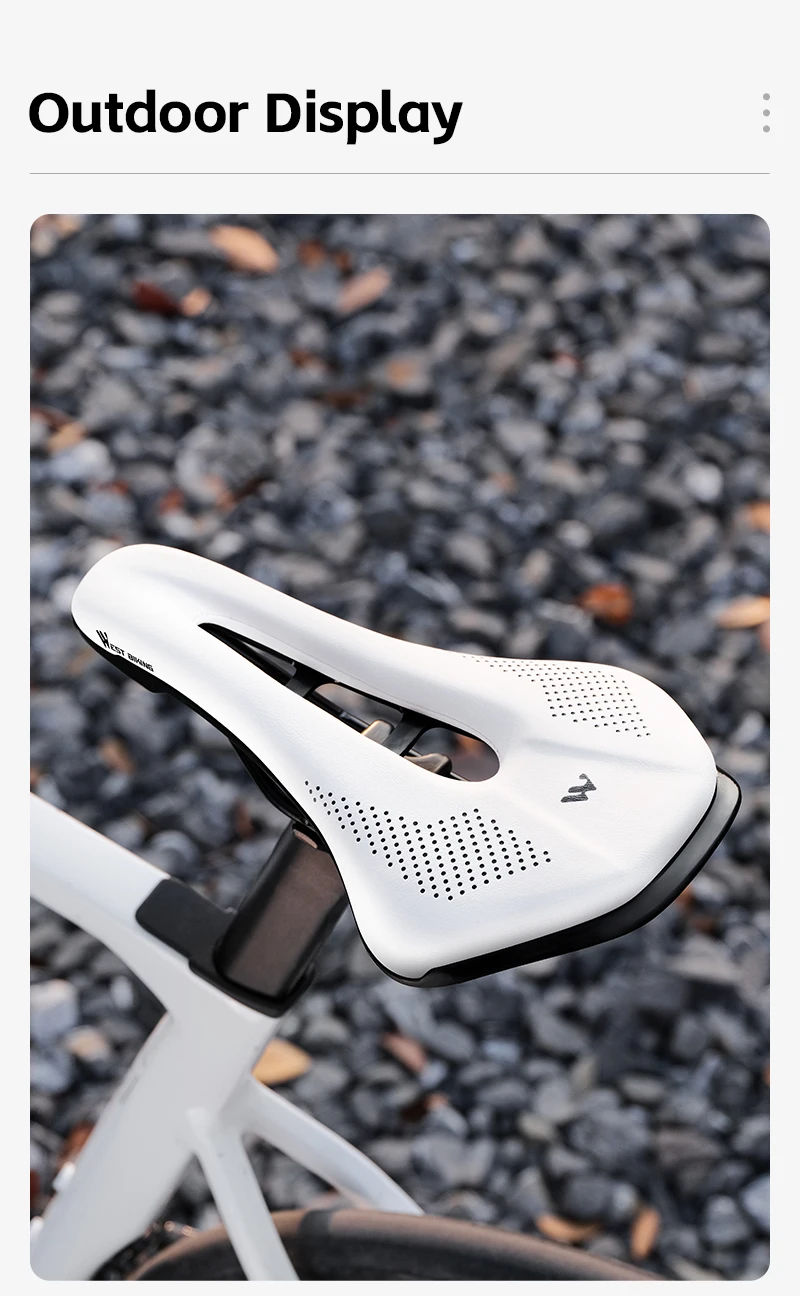 WEST BIKING Rennradsattel, kurze Nase, hohl, belüftet, bequem, PU-Leder, hochelastischer Schaumstoff, Rennradsitz, 253 x 150 mm – Detail 13