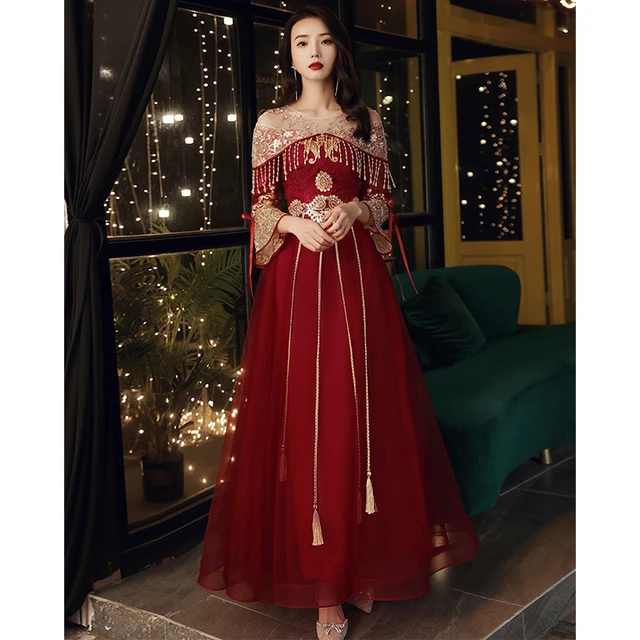 Novelty Luxury Chinese Style Vintage Improved Qipao Elegant Mandarin Collar  A-Line Lady Prom Dresses вечернее платье - AliExpress