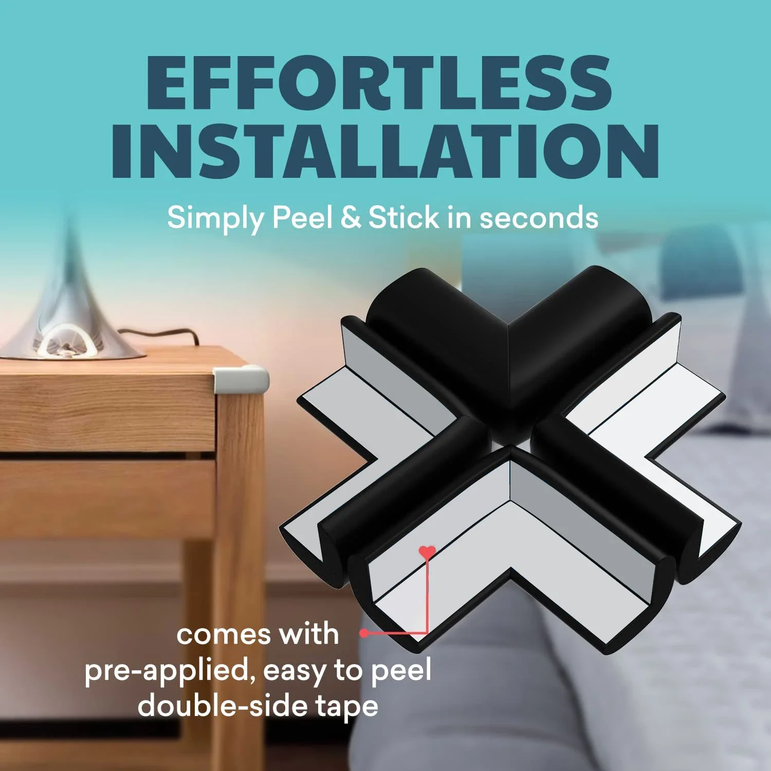 4pcs Soft Baby Proofing Corner Guards - Pre-Taped Table Corner Protector for Child Safety Furniture Bumper & Sharp Edge image 2