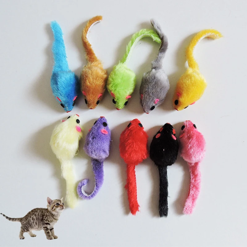 5Pcs Furry Plush Cat Toy Soft Solid Interactive Mice Mouse Toys For Funny Kitten Pet Cats Playing Scratch Training Game Supplies