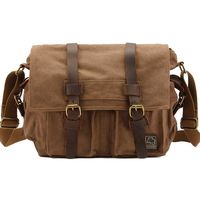 Men's Women's Casual Vintage Canvas Leather Cotton Rucksack Mountaineering Messenger Bag School Shoulder Bag