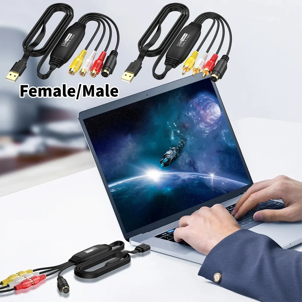 

USB-видеокарта для захвата видео с VHS, ТВ, DVD, видеомагнитофонов, USB-AV видеоконвертер, адаптер для записи, цифровой конвертер RCA в USB для ПК