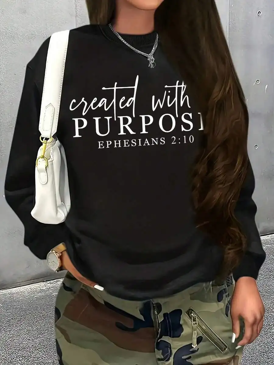 

Женская черная толстовка оверсайз с принтом в виде надписи, круглый вырез, длинный рукав, повседневный осенне-зимний топ