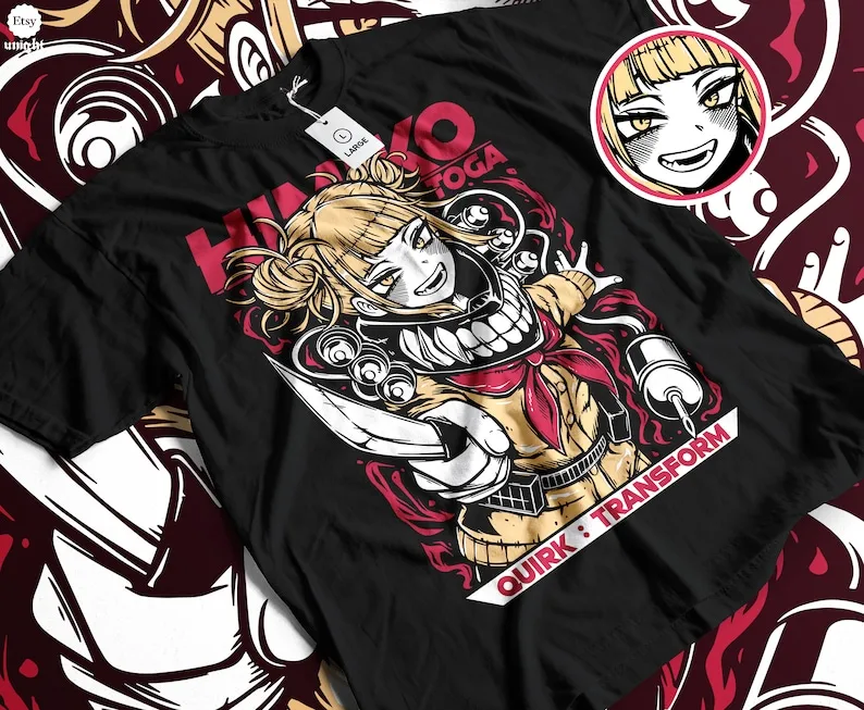 

Unisex Himiko Essence Tee - Quirk Transform Spirit, Anime Themed Apparel, Manga-Inspired Fashion, Villainous Flair Top, Japanese