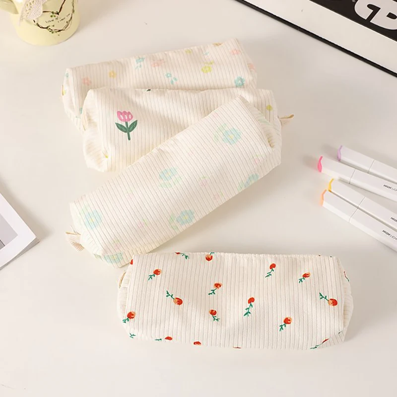 Simple Flower Pencil Case School Supplies Trousses Scolaires Pencilcase Soft Cute Stationery Estuches Escolares Pencil Pouch