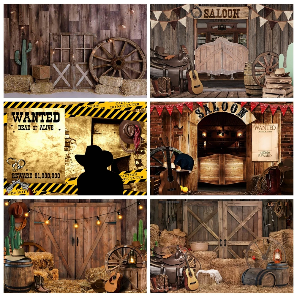 

Western Cowboy Background Wild West Farm Barn Wooden Door Horse Haystack Log Cabin Baby Portrait Birthday Party Photo Background