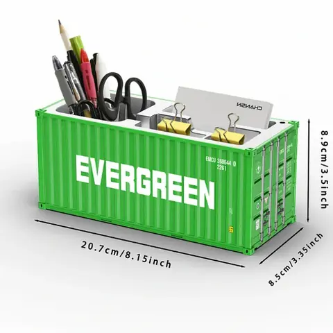 Bilashmart 1/20 Scale Simulated Shipping Cargo Container Model Pen Holder Storage Box New Styles Plastic Storage Box Desktop Organizer