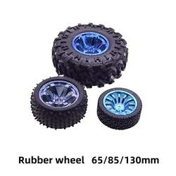 65/85/130mm Rubber Tire Hexagonal Holes Fixed Smart Car Robot Wheels Large Friction