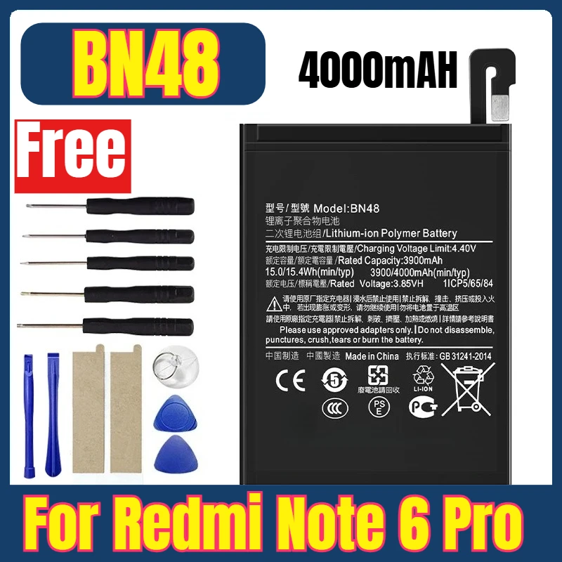 

BN48 3.85V 4000mAh Mobile Phone Batteries for Redmi Note 6 Pro