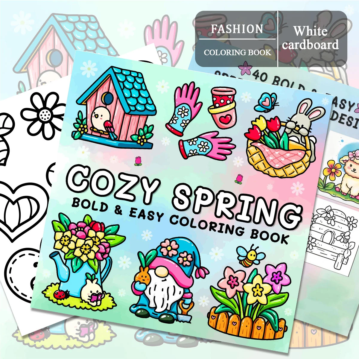 Libro da colorare per adulti Tema di piccoli giardini Semplice rilassante Sollievo dallo stress Pagine in grassetto Creatività fai da te Boost Genitore Bambino Divertimento Casa Leisu