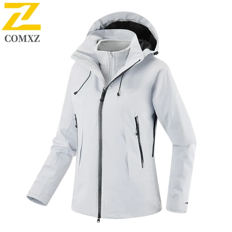 سترة رجالي سميكة من COMXZ 2025 سترات مريحة للمغامرة الخارجية بلون سادة معطف مبطن دافئ للخريف والشتاء