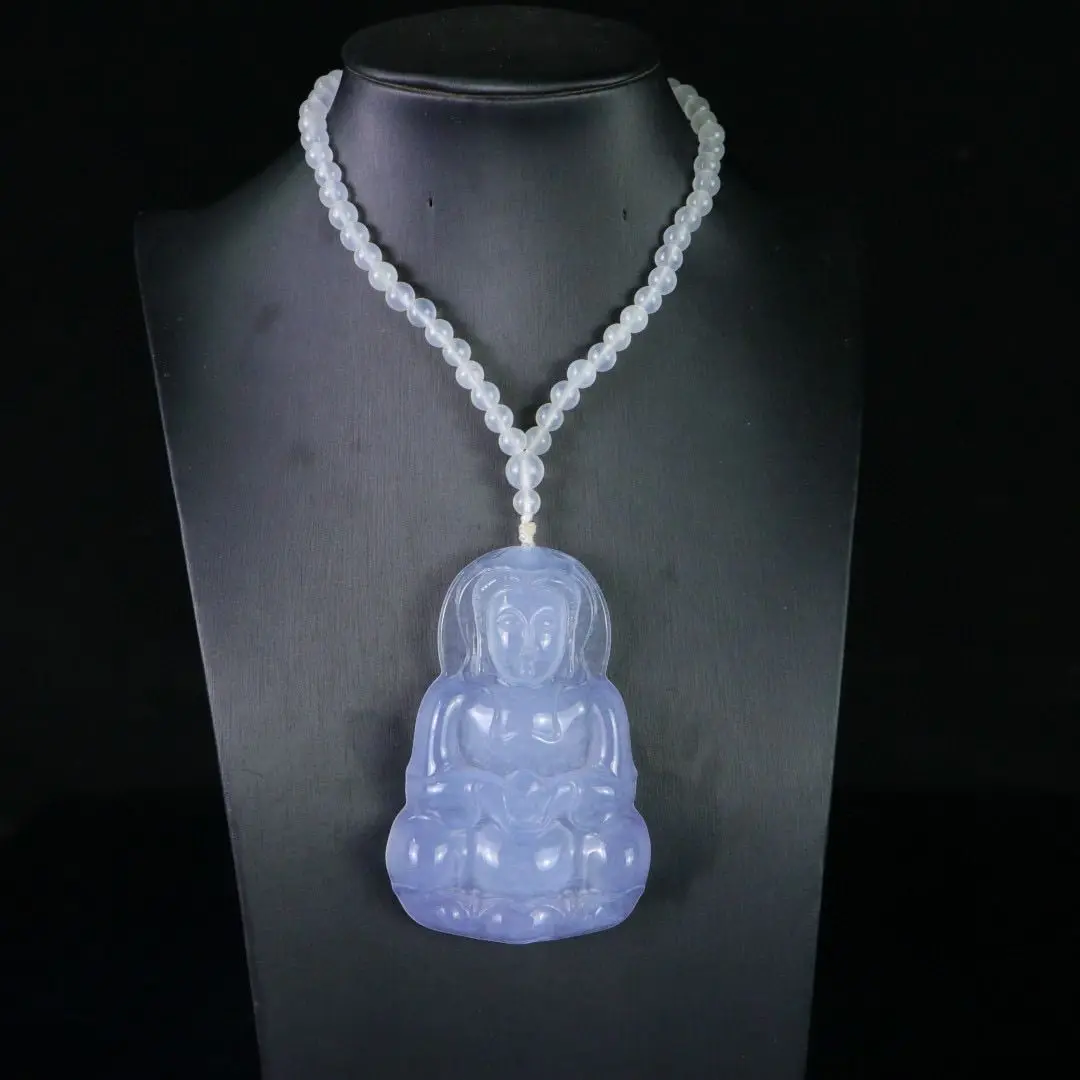 

Myanmar Jade Guanyin Bodhisattva Pendant Laokeng Ice Violet Jade Pendant Guanyin Pendant Men's and Women's