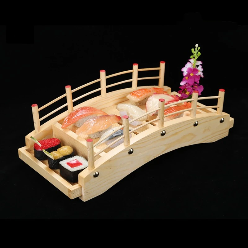 bamboo boat, wooden boat, bamboo arch bridge, tableware, sashimi platter, dry ice platter, dragon boat