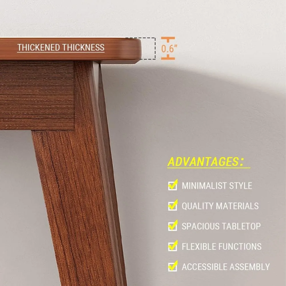 مكتب كمبيوتر حديث من خشب الجوز بطول إضافي لشخصين لمحطة عمل المكتب المنزلي، 63 مكتب بسيط على طراز منتصف القرن #4
