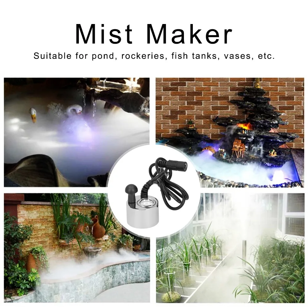 Stylish 24V Ultrasonic Mist Maker Ultrasonic Waterproof Pond Atomizer Single Head Plastic Water Fountain Fogger Rockeries