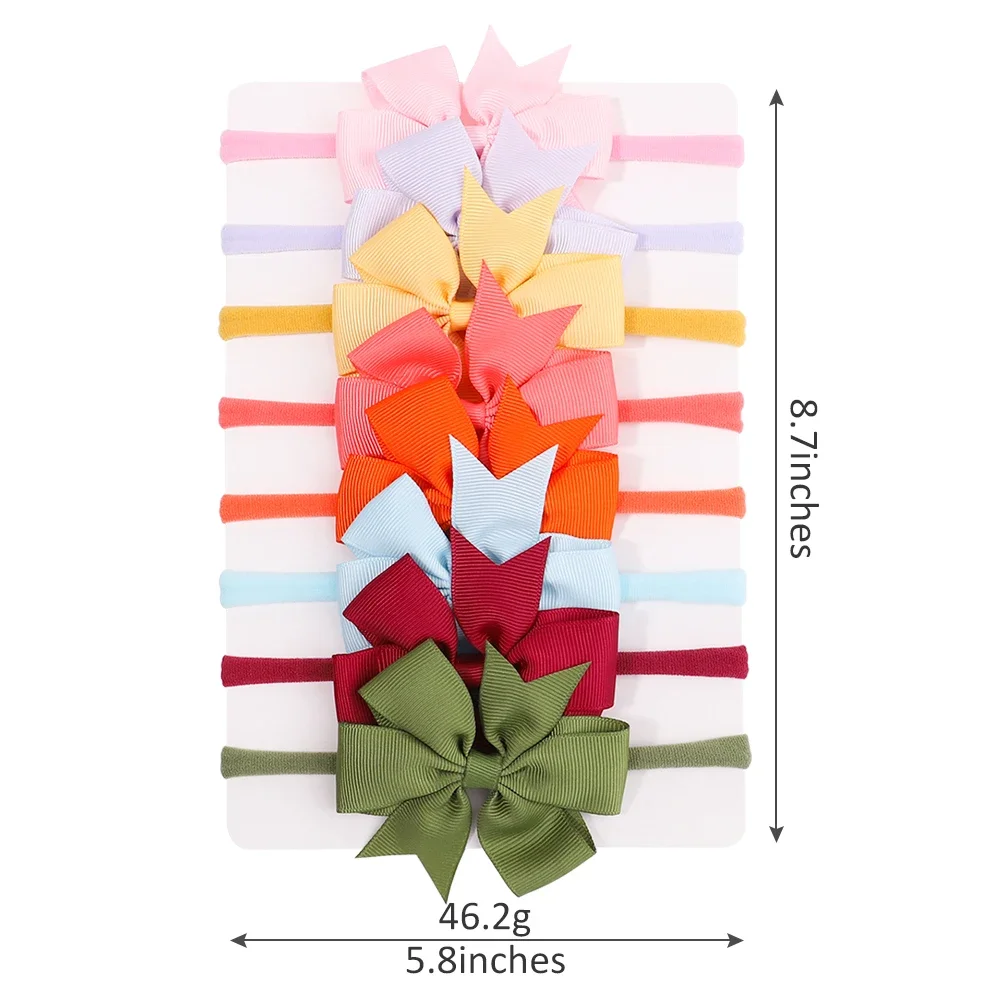 8Pcs/Set Solid Color Nylon Six Ears Bows Headband for Baby Bowknot Elastic Hair Band Handmade Headwear Girls Hair Accessories