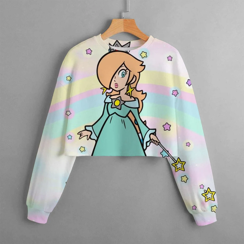 Super Marios and Princess Peach Cropped Hoodie Kids felpa con cappuccio autunno Fashion Girl felpa con cappuccio Girl 4-14 anni