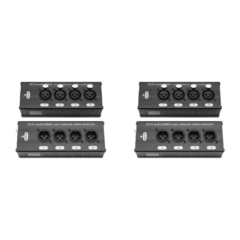 2PackX(1Pair 4-Channel 3-Pin XLR Audio and over Network Cable Extender, DMX512 Network Signal Extender 1 Male+1 Female)